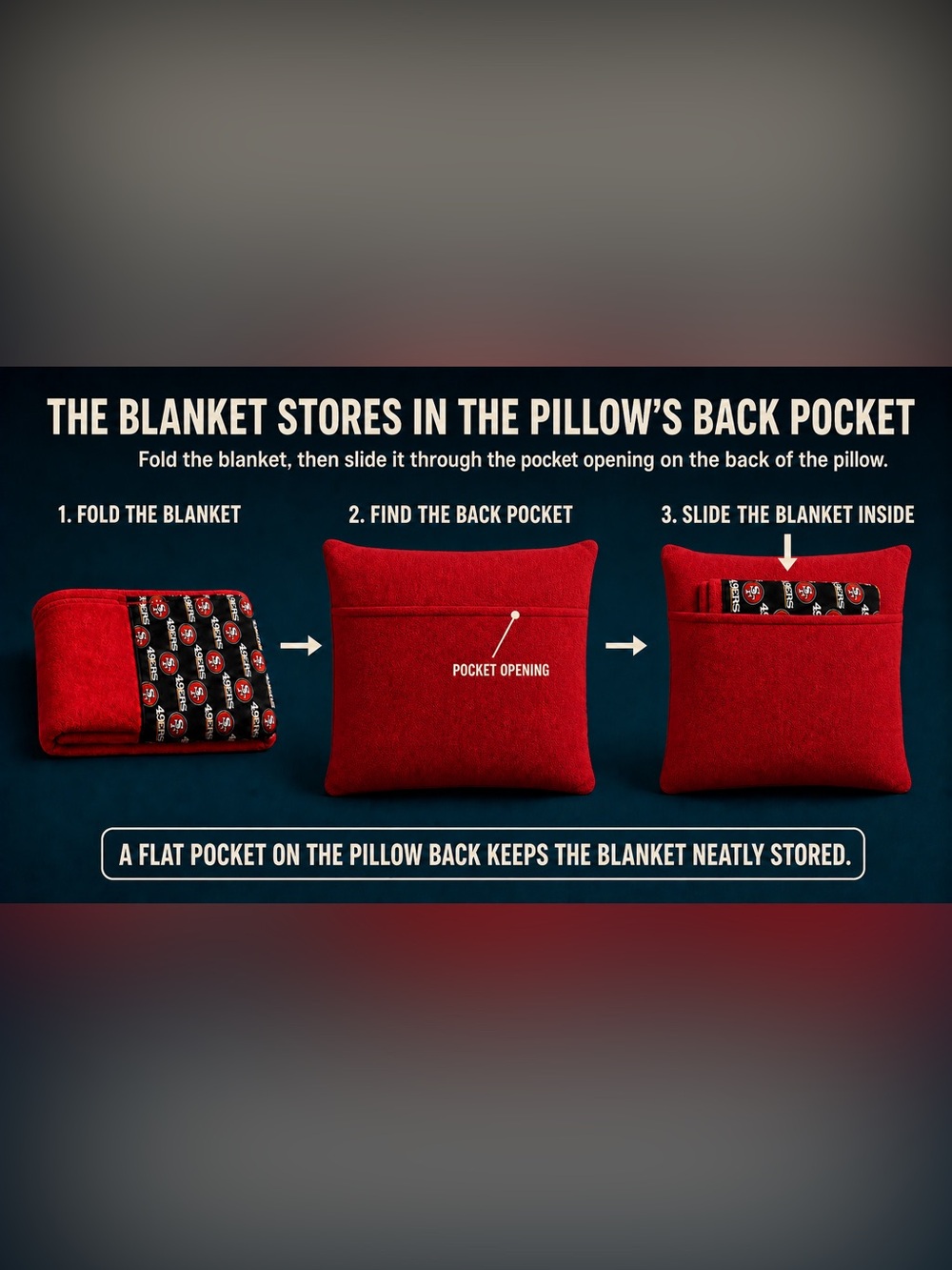 Red Decorative Pillow Cover with Back Pocket - Brand